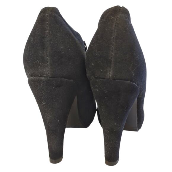 JINPIN Black Faux Suede Ankle Boots US Size 7.5 High Gothic Heel Platform Vegan - Picture 9 of 11